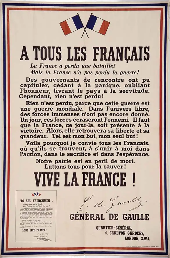 A tous les Français (Appel du 18 Juin) – 2 ème édition avec les fautes – Très rare - A tous les Français (Appel du 18 Juin) - 2 ème édition avec les fautes - Très rare