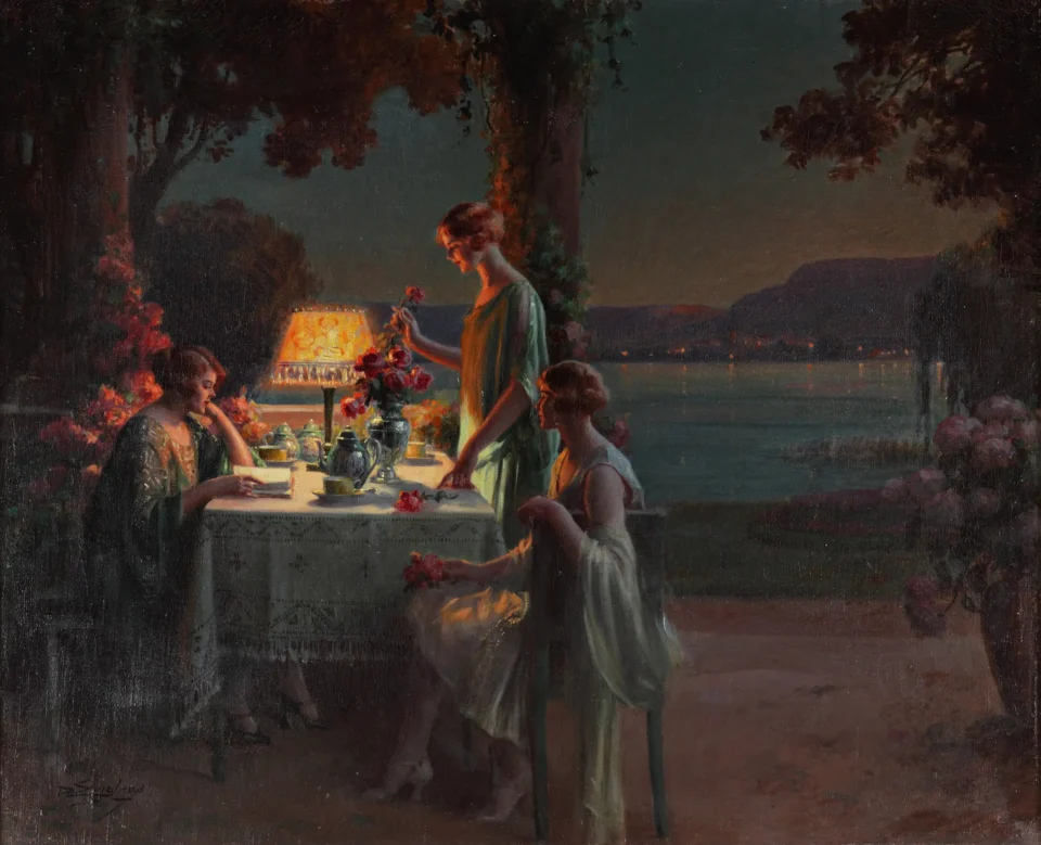 Jeunes femmes au bord du lac - Delphin ENJOLRAS (1857-1945)