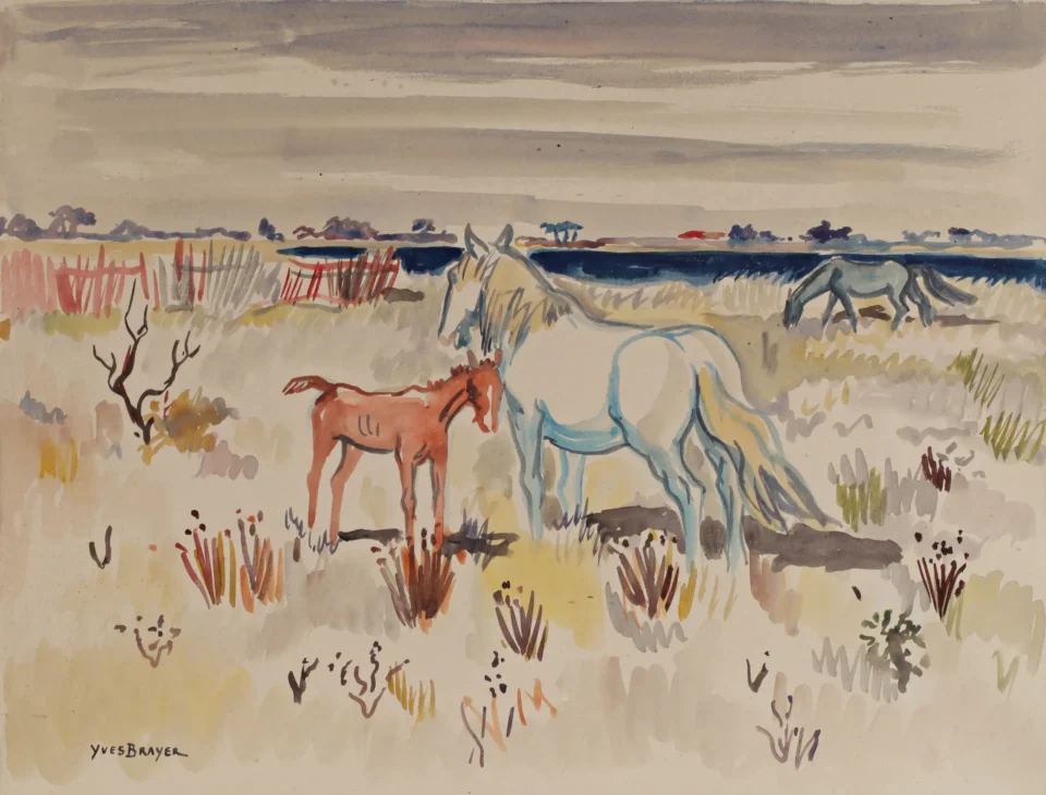 Chevaux dans un paysage - Yves BRAYER (1907-1990)