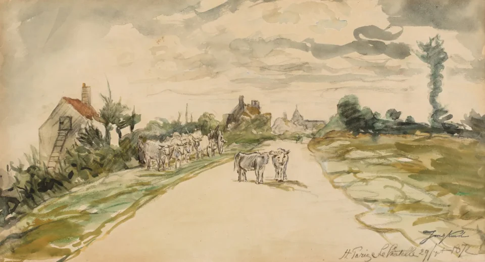 La route à Saint Parize le Chatelle - Johan Barthold JONGKIND (Latrop 1819- Saint Egrève 1891)