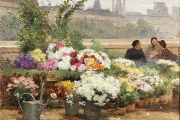 La marchande de fleurs sur les quais de Seine à Paris - Victor GILBERT (Paris 1847 - 1933)