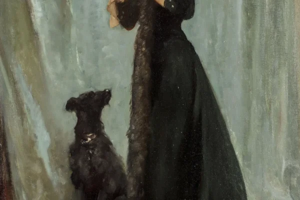 Portrait de femme au chien - Sarah BERNHARDT (Paris 1844 - 1923)