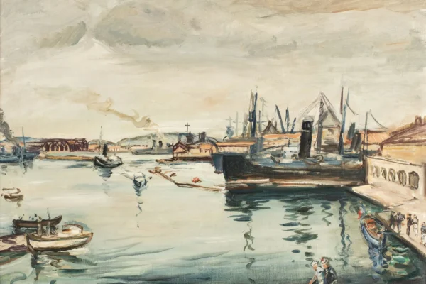 Vue du port de Toulon - Achille Emile Othon FRIESZ (Le Havre 1879 - Paris 1949)