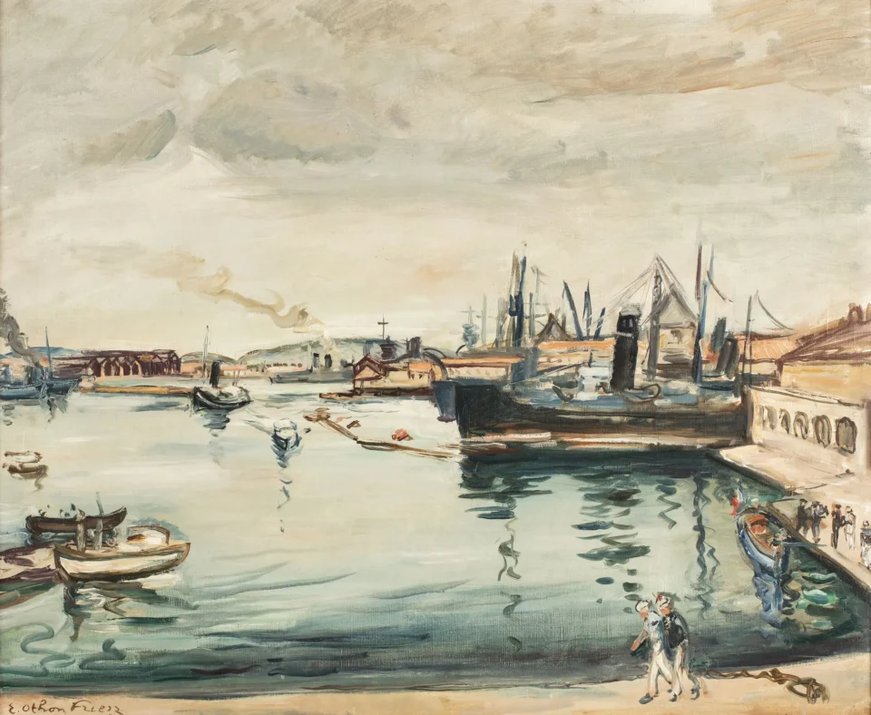 Vue du port de Toulon - Achille Emile Othon FRIESZ (Le Havre 1879 - Paris 1949)