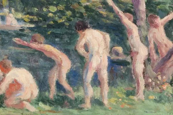 Baigneurs, Les Enfants - Jeunes garcons au bord de la Cure, vers 1910 - Maximilien LUCE  (Paris 1858 - 1941)