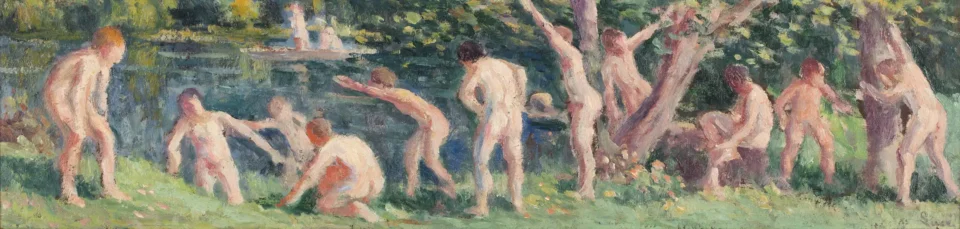 Baigneurs, Les Enfants – Jeunes garcons au bord de la Cure, vers 1910 - Maximilien LUCE  (Paris 1858 - 1941)