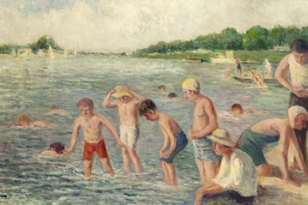 Baignade au bord de Seine - Maximilien LUCE (Paris 1858 - Rolleboise 1941)