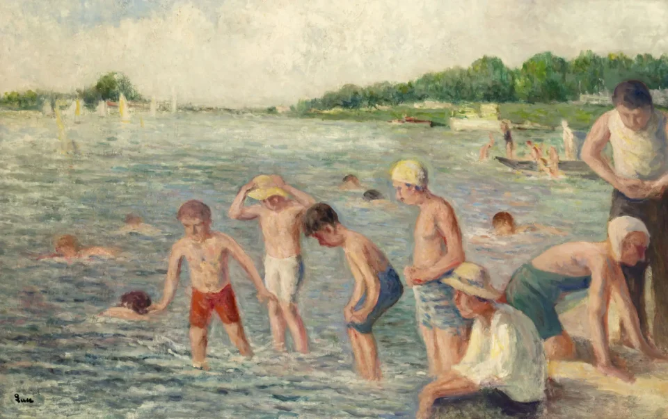 Baignade au bord de Seine - Maximilien LUCE (Paris 1858 - Rolleboise 1941)