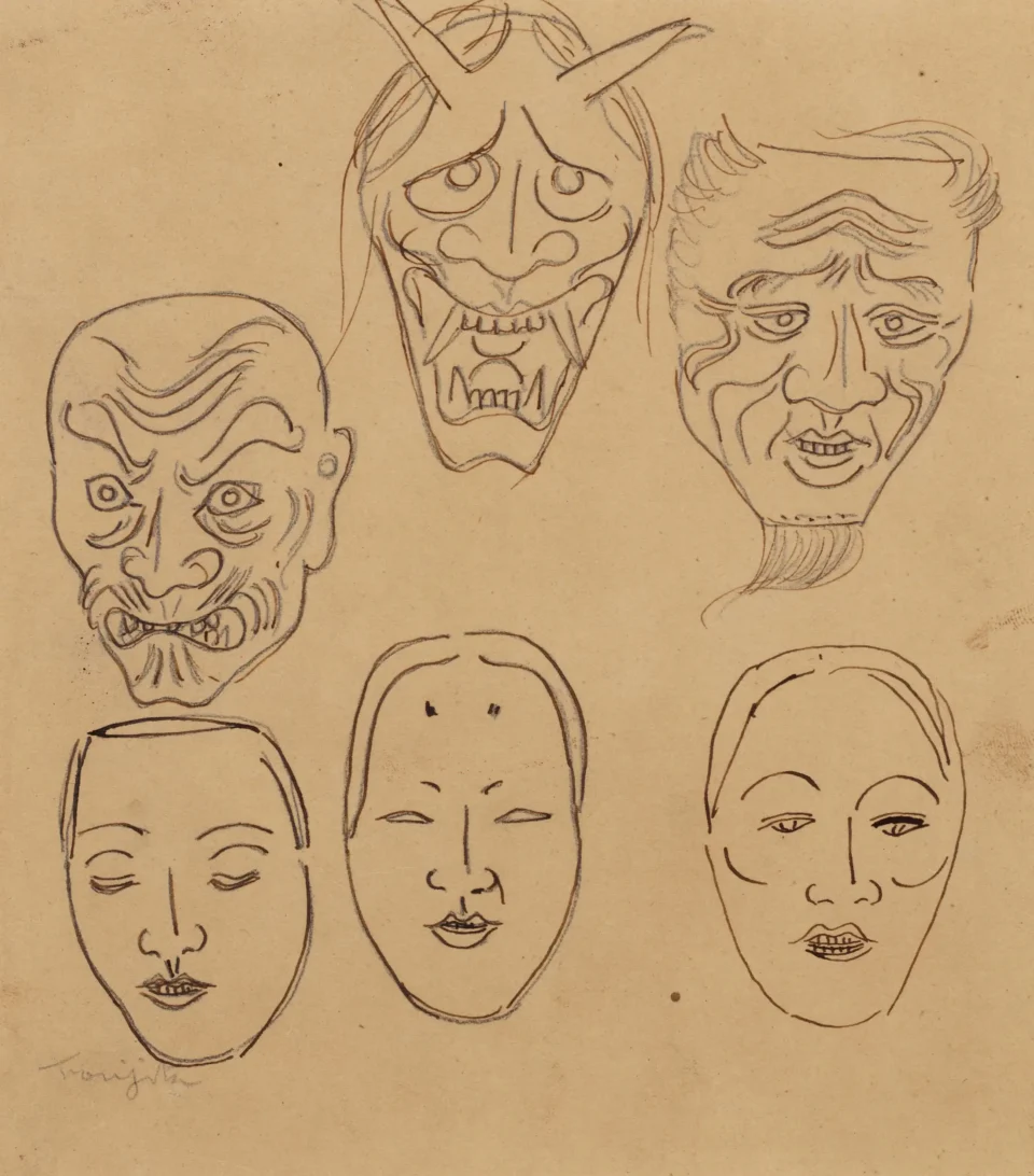 Masques, circa 1927 - Leonard Tsuguharu FOUJITA (Edogama 1886 - Zurich 1968)