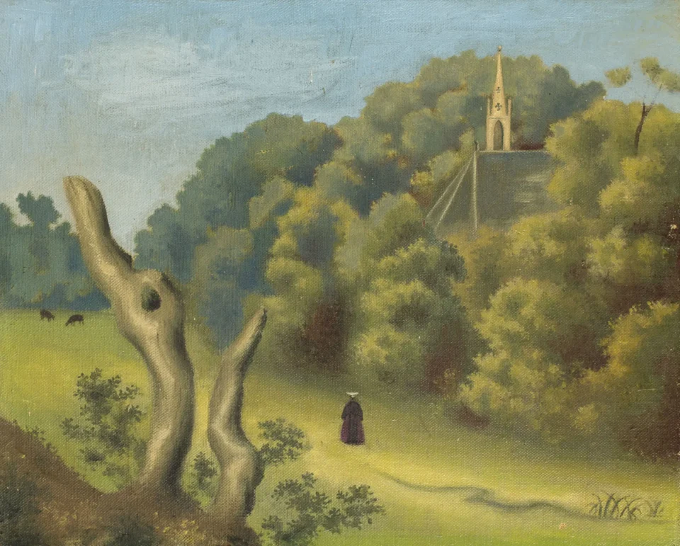 Paysage à l’église - Jean HUGO (Paris 1894 - 1984)