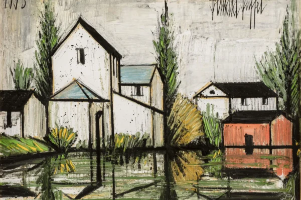 Maisons sur la rivière - Bernard BUFFET (Paris 1928-Tourtour1999)