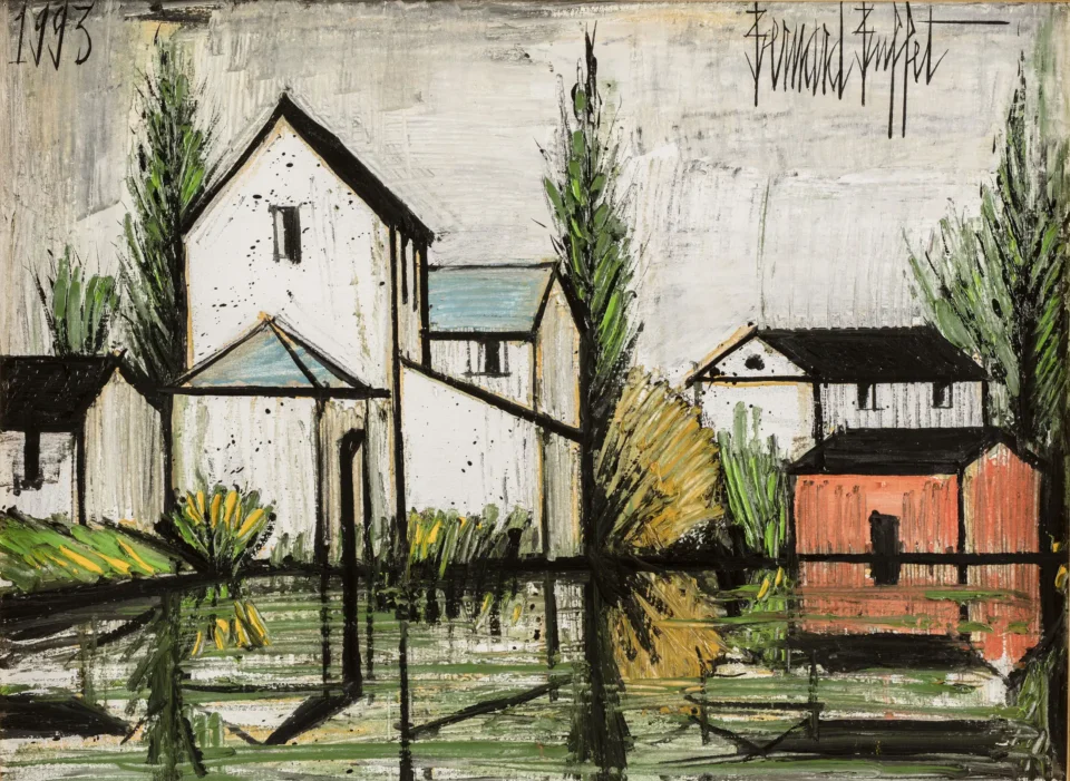 Maisons sur la rivière - Bernard BUFFET (Paris 1928-Tourtour1999)