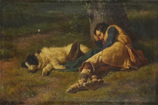 Le pâtre endormi avec son chien - Filippo PALIZZI (1818-1899)