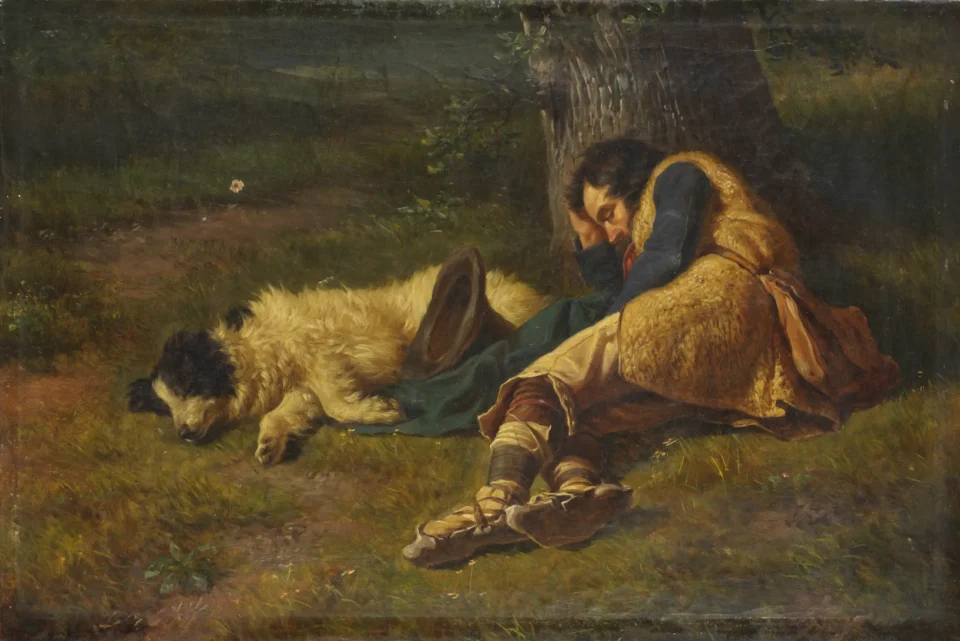 Le pâtre endormi avec son chien - Filippo PALIZZI (1818-1899)