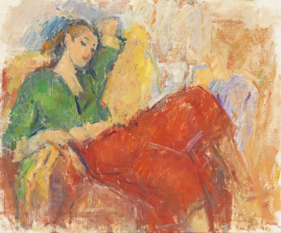 Femme assise un bras levé - Ion MUSCELEANU (1903-1997)