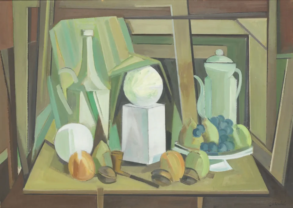 Nature morte à la pipe et aux fruits - Spiru CHINTILA (1921-1985)