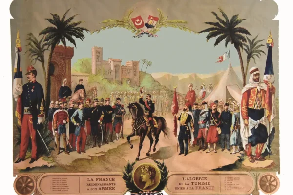 La France Reconnaissante à son Armée L'Algérie La Tunisie Unies à la France vers 1890 - ROPPART RAOUL