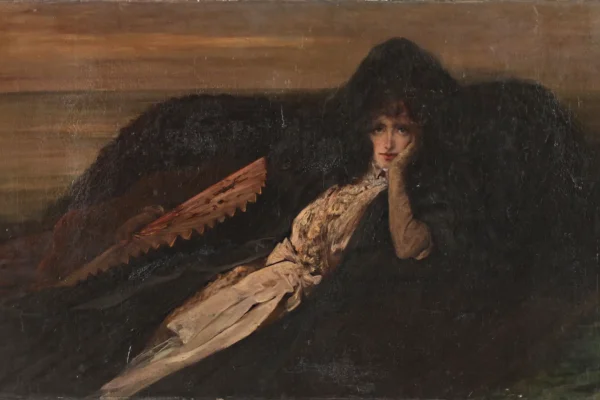 Portrait de Sarah BERNHARDT à l'éventail - Georges CLAIRIN (1843-1919)