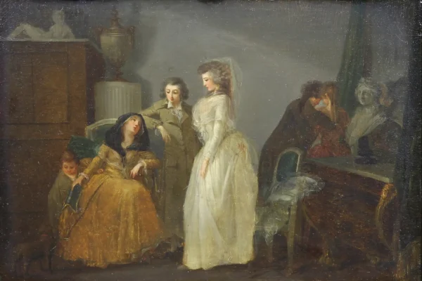 La visite à la mère - Jean-Baptiste MALLET (Grasse 1759 - Paris 1835)