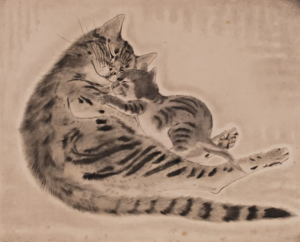 Chatte et chaton endormis, 1929 - Léonard Tsuguharu FOUJITA (1886-1968)