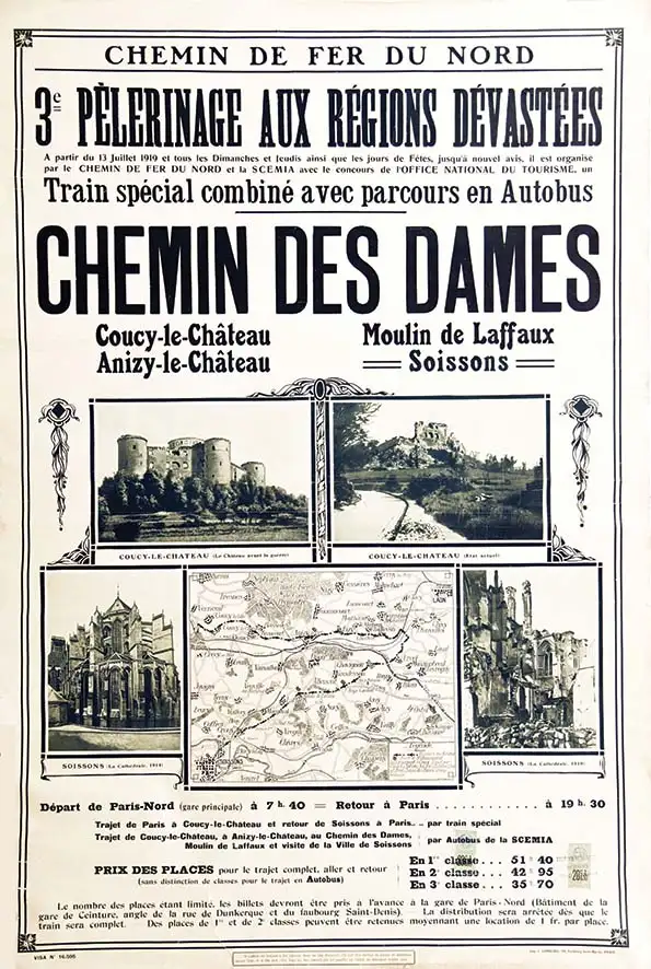 Chemin des Dames  – 3 ème  Pèlerinage Aux Région Dévastées     vers 1920 - Chemin des Dames  - 3 ème  Pèlerinage Aux Région Dévastées     vers 1920