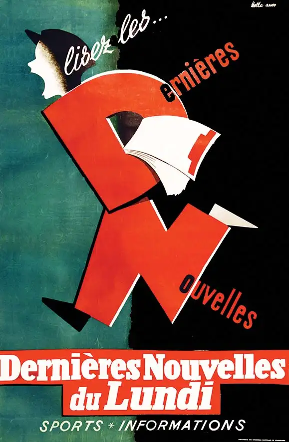 Dernière Nouvelles (de Strasbourg) du Lundi     vers 1930 - ARNO HELLA