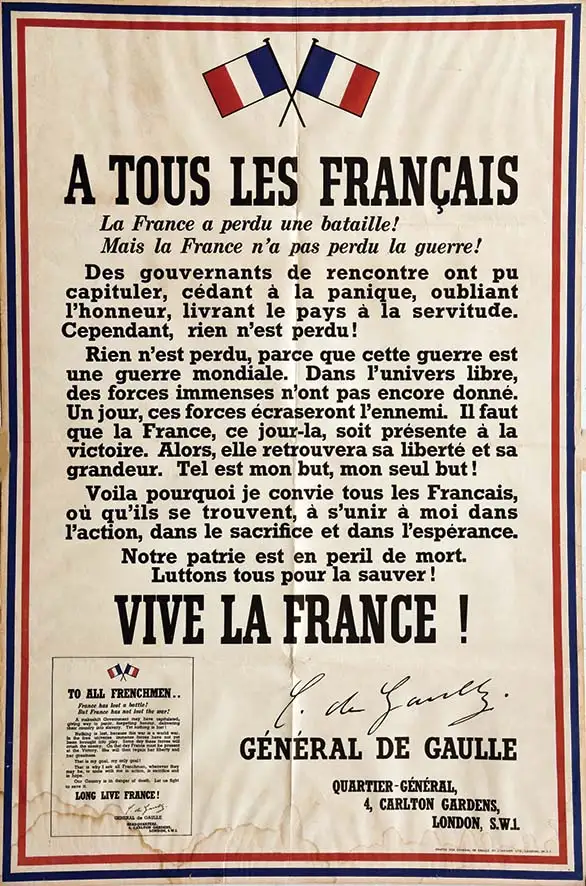 Charles De Gaulle A tous les Français (Appel du 18 Juin) – 2 ème édition avec les fautes – Très rare     1940 - Charles De Gaulle A tous les Français (Appel du 18 Juin) - 2 ème édition avec les fautes - Très rare     1940