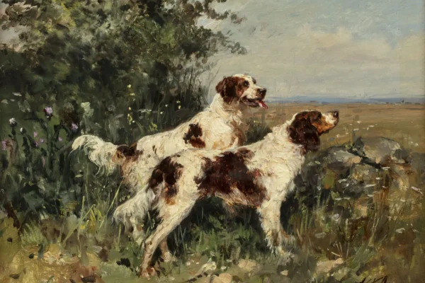 Chiens à l'arrêt - Charles Olivier de PENNE (Paris 1831- Marlotte 1897)