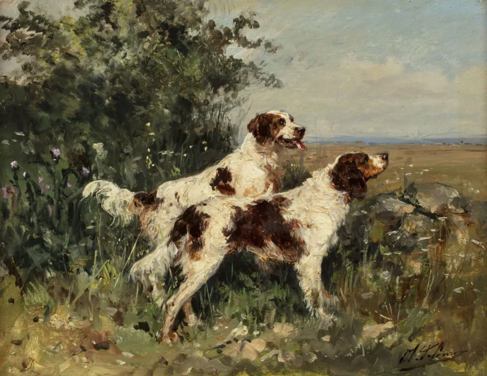 Chiens à l’arrêt - Charles Olivier de PENNE (Paris 1831- Marlotte 1897)