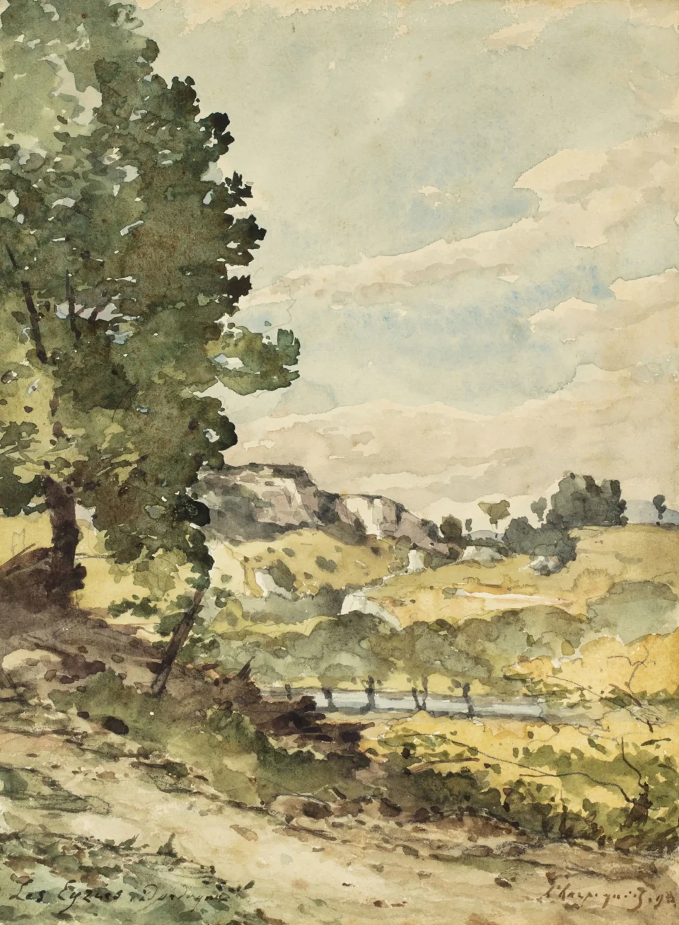 Les Eyzies, Dordogne - Henri Joseph HARPIGNIES (Valenciennes 1819 - Saint Privé 1916)