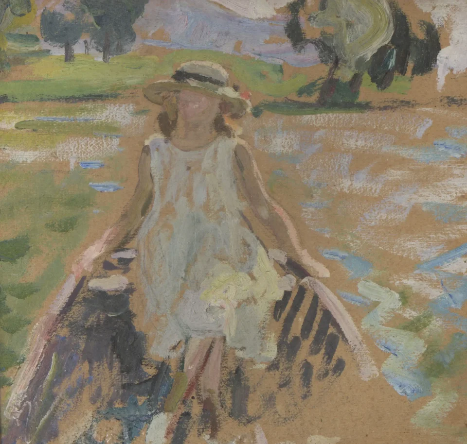 Jeune femme en  barque, 1912 - Henri LEBASQUE (Champigné 1865 - Le Cannet 1937)