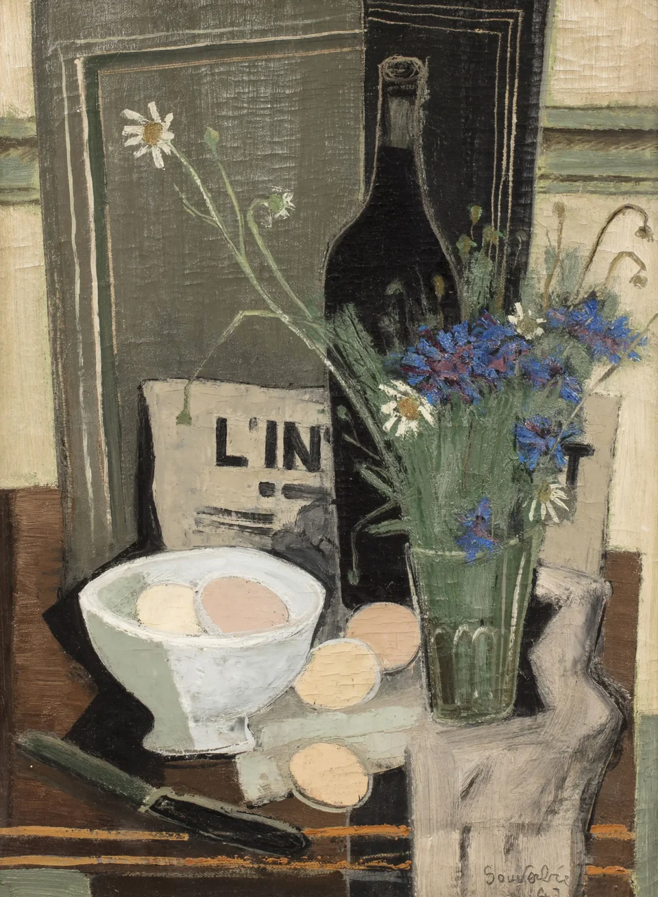 Nature morte aux bleuets, 1947 - Jean SOUVERBIE (Boulogne -Billancourt 1891 - Paris 1981)