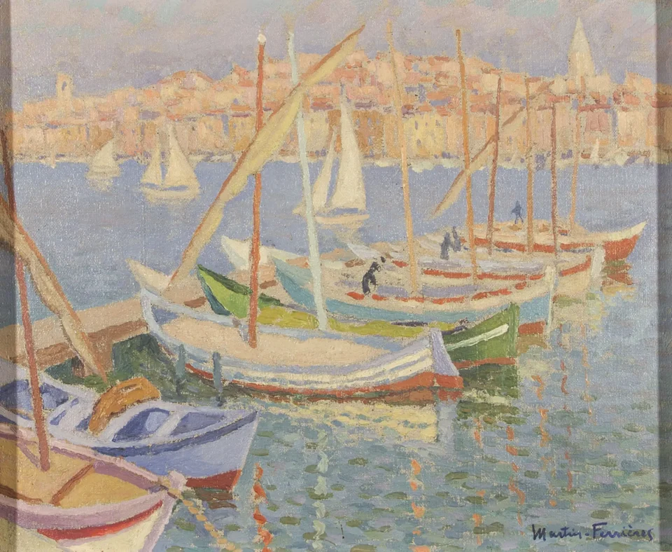 Bateaux au port - Jacques MARTIN- FERRIERES (Saint Paul 1893 - 1972)