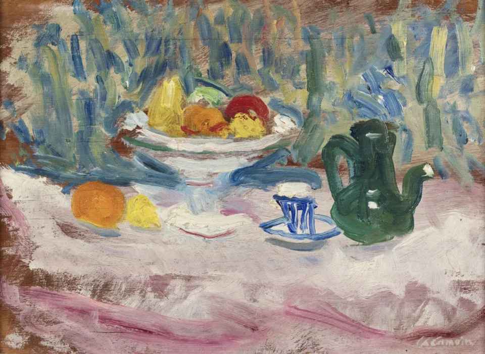 Nature morte à la cafetière et au compotier de fruits, 1948 - Charles CAMOIN (Marseille 1879 - Paris 1965)