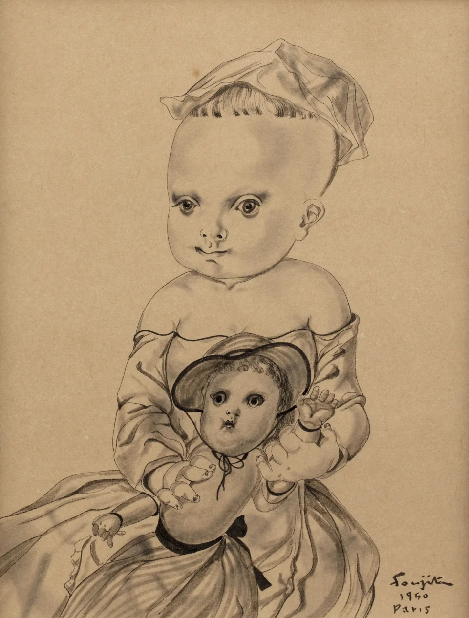 Fillette à la poupée, 1950 - Leonard Tsuguharu FOUJITA (Edogama 1886 - Zürich 1968)