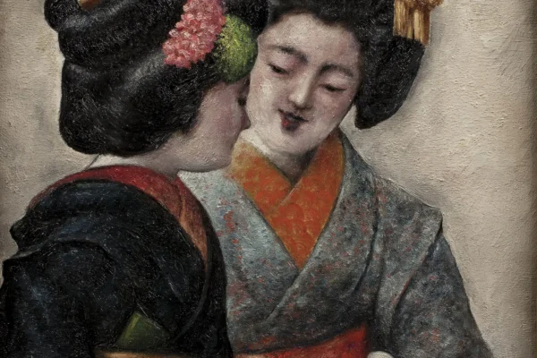 Deux japonaises buvant du saké - Toshio BANDO (Tokushima 1895 - Paris 1973)