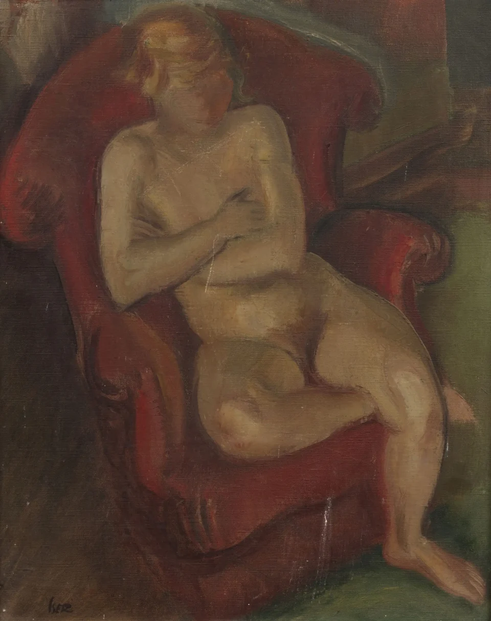 Nu au fauteuil rouge - Iosif ISER (Bucarest 1881 - Neuilly sur Marne 1958)