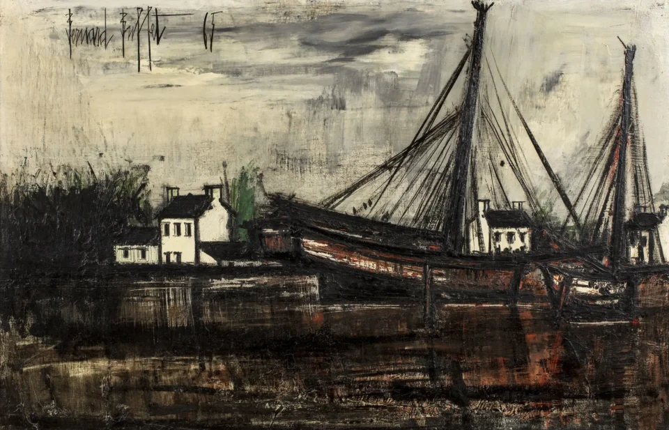 Les bateaux à la baie de la Fresnaye - Bernard BUFFET (Paris 1928 - Tourtour 1999)