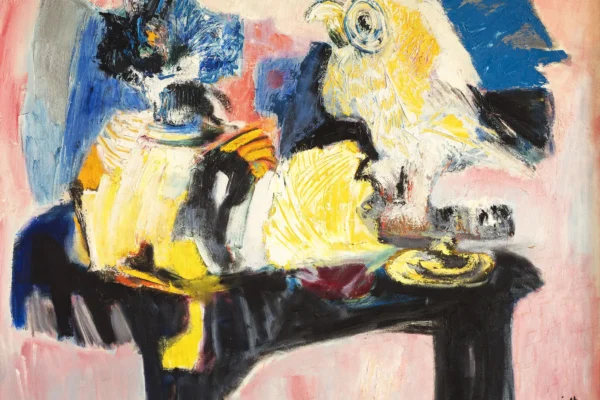 Composition à la table et à l'oiseau - Bernard LORJOU (Blois 1908-1986)