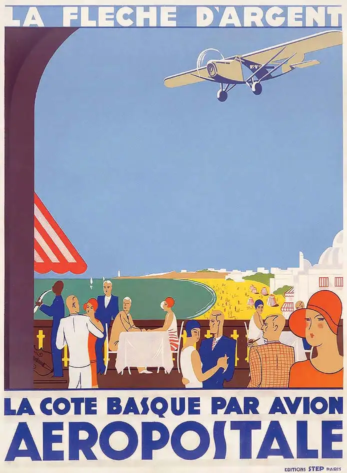 Biarritz La Grande Plage vue du Café De Paris  LA Côte Basque par Avion Aéropostale Flèche d’Argent vers 1930 - Biarritz La Grande Plage vue du Café De Paris  LA Côte Basque par Avion Aéropostale Flèche d'Argent vers 1930