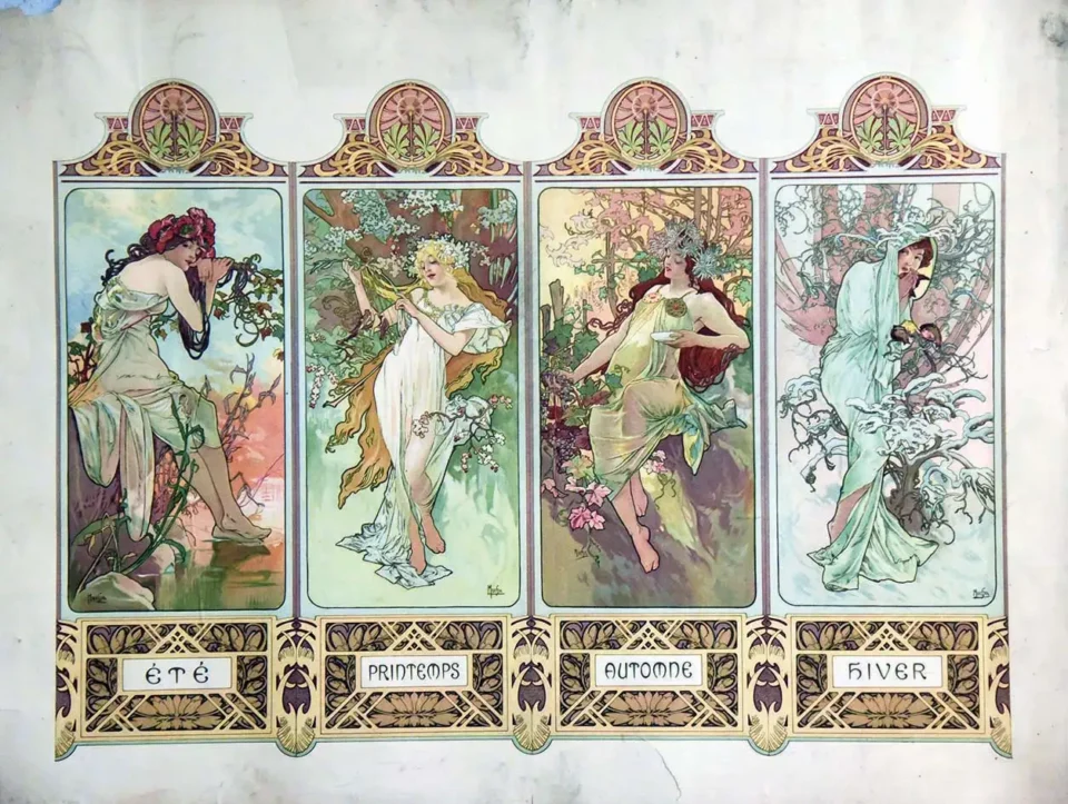 Les Saisons 1896 :  Été Automne Hiver Printemps 1896 - MUCHA ALPHONSE