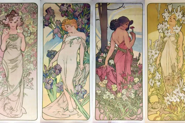 Les Fleurs : L'Œillet - L'Iris - Le Lys - La Rose 1898 - MUCHA ALPHONSE