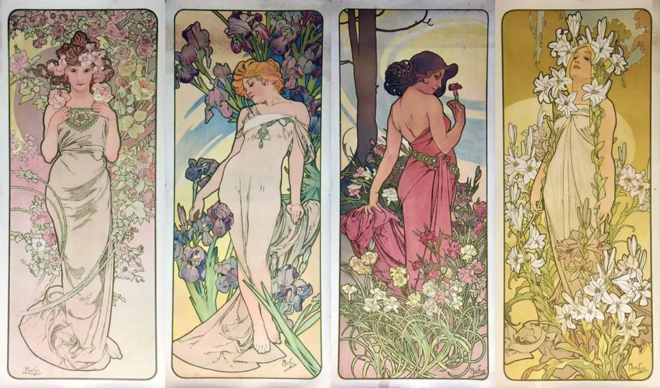 Les Fleurs : L’Œillet – L’Iris – Le Lys – La Rose 1898 - MUCHA ALPHONSE