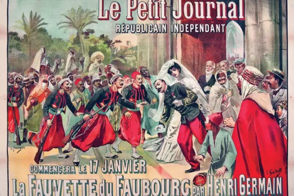 La Fauvette du Faubourg par Henri Germain Assasinat d'un Officier Français lors de son Mariage vers 1898 Affiches Belleville - GARDETTE