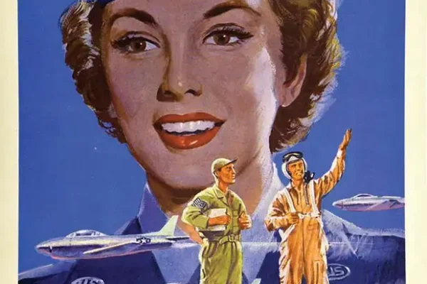 US Air Force Rare Affiche Montrant une Femme pour L'Armée de L'Air Américaine Rare 1951 - HALL  TOM