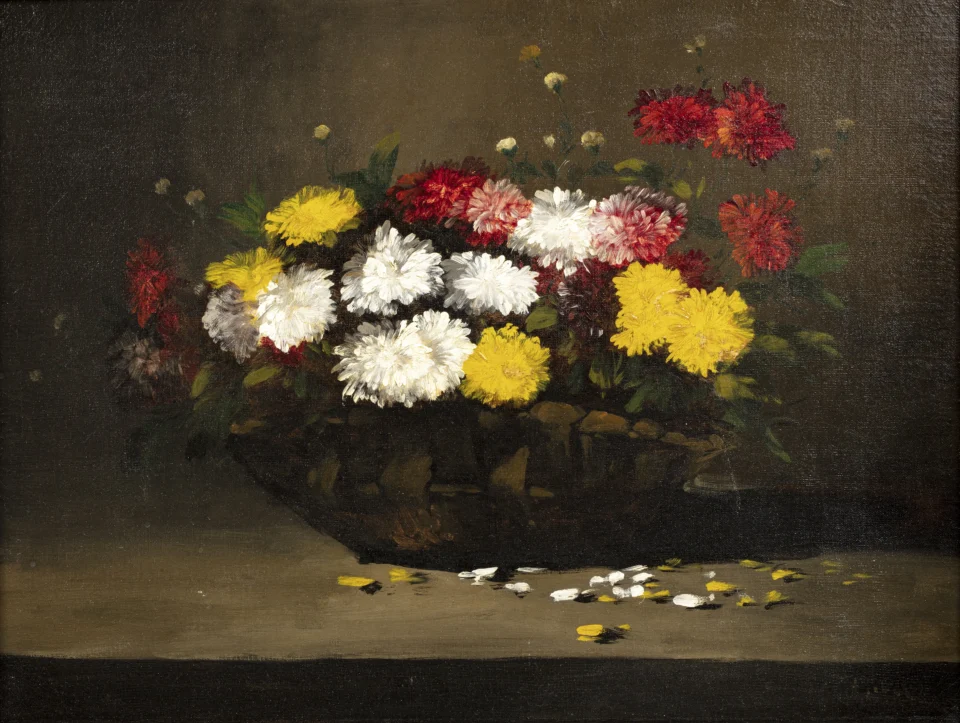 Panier de crysanthèmes - RIBOT  Germain (Paris 1889 - 1973)