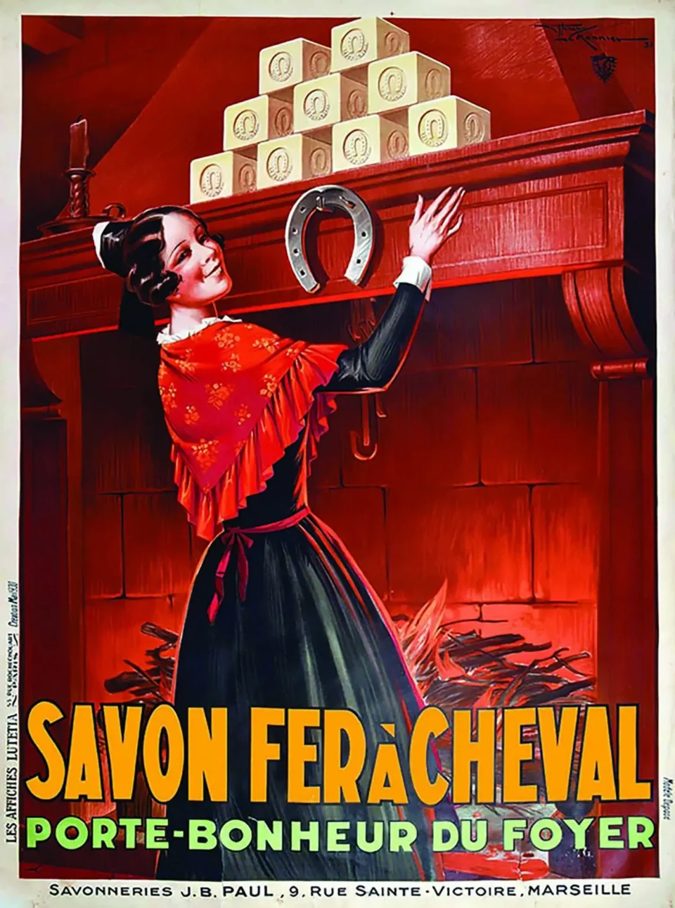 Savon du Fer à Cheval Porte Bonheur du Foyer ( Arlésienne ) 1931 Marseille – Colombes (Seine) - LEMONNIER HENRY