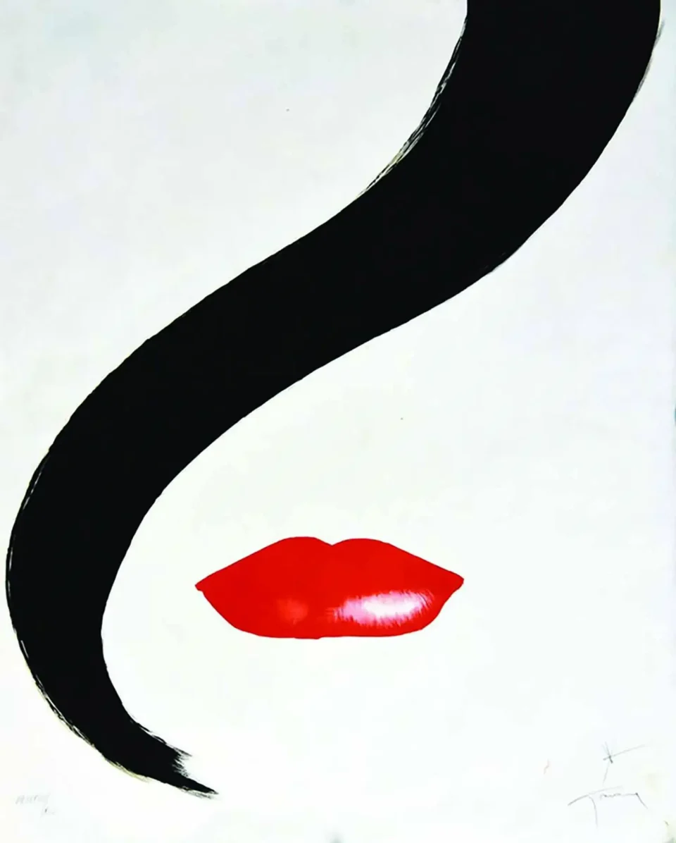 Rouge baiser  rouge à levre signée au crayon numérotée 38/65 par René Grau 1988 - GRUAU RENE ( Renato Zavagli-Ricciardelli )