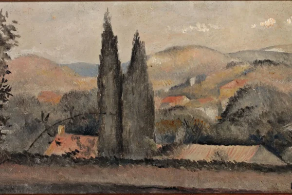 Paysage aux cypres - Othon COUBINE (1883-1969)