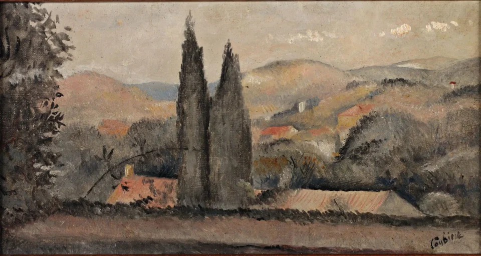 Paysage aux cypres - Othon COUBINE (1883-1969)